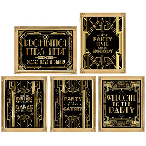 Roaring 20s Poster Photo Booth Props Sign 16x12inch A3 5-Pack - color: 5-in-set