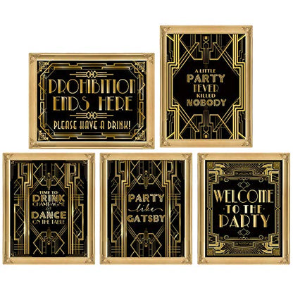 Roaring 20s Poster Photo Booth Props Sign 16x12inch A3 5-Pack - color: 5-in-set