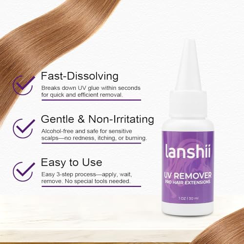 30ml UV Hair Glue Remover for Keratin Bonds Hair Extension Super Fast Remover for UV Curing Glue UV Lamp Hair Extensions Invisible Hair Extensions Eyelashes Extensions - color: 2 Pcs