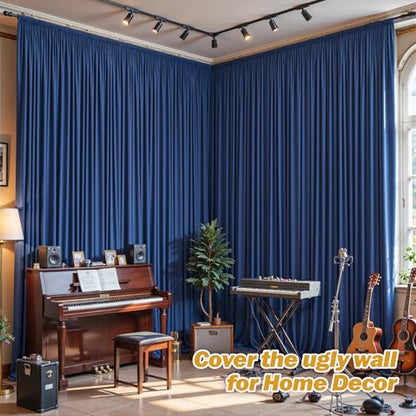 8ftx10ft Wrinkle Free Navy Blue Backdrop Curtain - 10 Feet Photography Backdrop Drapes, Silky Polyester Back Drop Cloth for Wedding Baby Shower Balloon Arch Background - color: Navy Blue, size: 8FTx10FT (W4'xH10', 2 Panels)