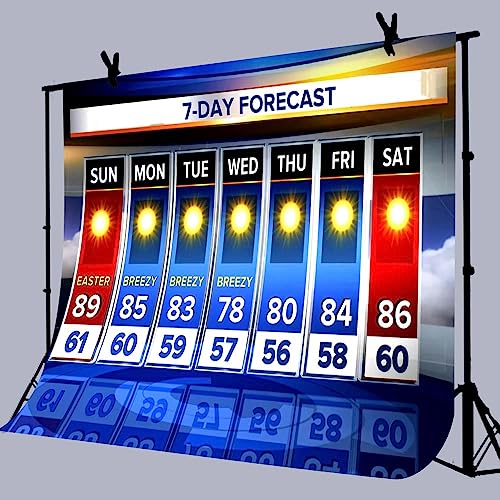 Weather Forecast Backdrop 8x6ft Seven-Day Broadcast Sunny Day Photo Background Business Study Portrait Studio Prop Wallpaper BJMYLU433 - size: vinyl-8x6ft