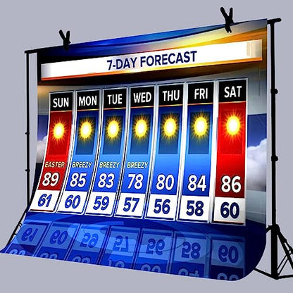 Weather Forecast Backdrop 8x6ft Seven-Day Broadcast Sunny Day Photo Background Business Study Portrait Studio Prop Wallpaper BJMYLU433 - size: vinyl-8x6ft