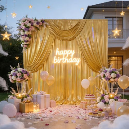 10x10ft Glitter Sequin Gold Backdrop Curtains Photo Backdrop Curtain Fabric Gold Shimmer Drapes Backdrop Bridal Baby Shower Wedding Birthday Party Photography Backdrops Photoshoot 5x10FT, 2 Panels - color: Glitter Gold, size: 10 ft X 10 ft(2 Panels 5ft X