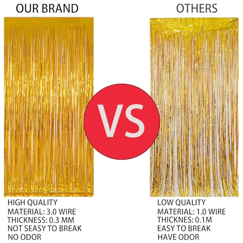 Valentines Day Keyali 2 Pack 3.3 * 8.3 ft Foil Curtain Metallic Tinsel Fringe Curtains Photo Booth Props Backdrop for Birthday Wedding Engagement Baby Shower Christmas Holiday Celebration Partyl,Gold - color: Gold, size: 2 Pack