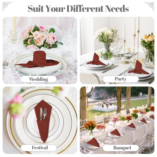 PLOYMONO Burnt Orange Heavy Duty Cloth Napkins-17 x 17 Inch Solid Washable Polyester Dinner Napkins - Set of 8 Napkins with Hemmed Edges-Great for Party, Fall Festival, Autumn, Halloween, Thanksgiving - color: Burnt Orange