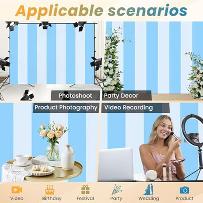 5x7ft Photography Backdrop Blue Stripes Soft Shades Light Blue Photo Backdrop Photography Background for Photoshoot Portrait Video Party Photo Studio Prop Booth - color: Color1