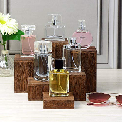 MOOCA Wooden 6 Pcs Square Risers for Display Jewelry and Accessories Display Stand Wooden Risers For Jewelry Figurine, Brown - color: Brown