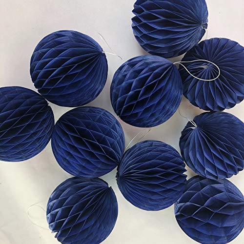 20pcs Honeycomb Decoration Paper Flower Balls Tissue Paper Pom Poms for Birthday Wedding Home Decor (3inch, Royal Blue) - color: Royal Blue, size: 3 Inch