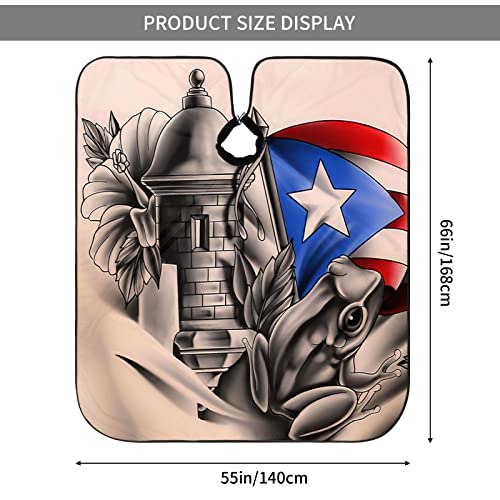 Puerto Rico Barber Cape With Adjustable Closure, Hairdressing Haircut Apron Barber Cover Gown For Hairdresser Styling Home - color: Boricua Puerto Rico Frog3