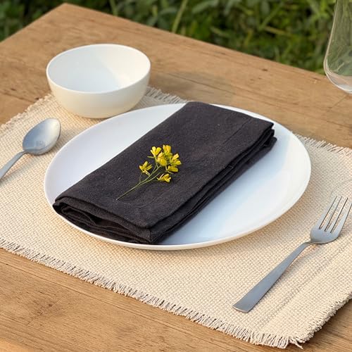 Hausattire Reusable Napkins Cloth Washable 100% Cotton 18x18 Inch Dinner Napkin|Table Napkin for Home Banquet Hotel Party Wedding |Set of 12 Cloth Napkins Mother's Day Decor Collection |Charcoal - color: Charcoal, size: 18x18