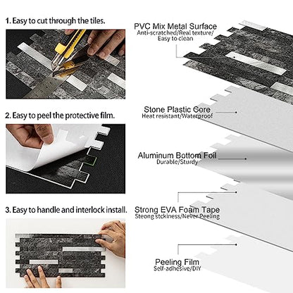 Peel and Stick Backsplash, 20-Sheet Peel and Stick Tiles 12.1" x 5.9" Stick on Backsplash PVC Wall Tile for Kitchen Fireplace