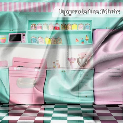 Renaiss Fabric Kitchen Backdrop 10x6.5ft Baking Cooking Party Wall Background Kitchen Interior Scene Photography Backdrops for Girls Kids Video Shooting Photo Studio Props - size: 10Wx6.5H FT