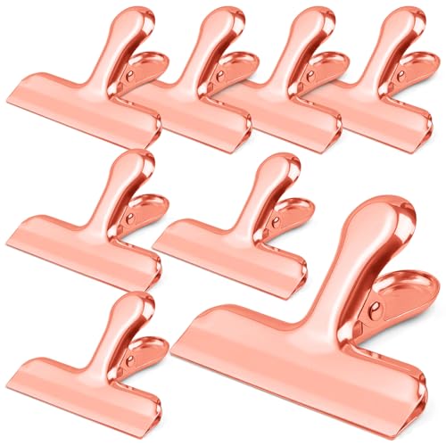 Funfery 8 Pack 3 Inch Stainless Steel Rose Gold Chip Bag Large Clips for Food Packages,Food Kitchen Clips for Snack,Home&Office Clip for Paper,Strong Metal Chip Snack Clip (Rose Gold, 8 Pack) - color: Rose Gold, size: 8 Pack
