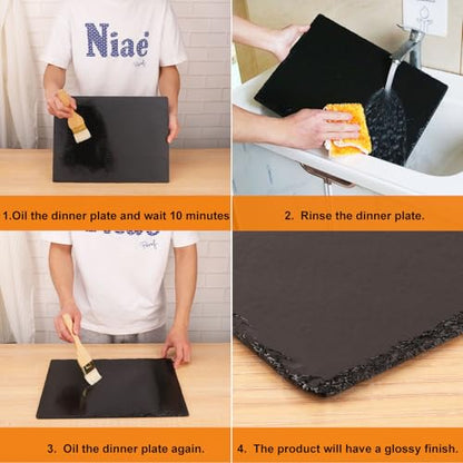 3 Pack 12 x 16 Inch Slate Cheese Boards, Black Square Slate Charcuterie Boards, Natural Charcuterie Stone Plates for Parties, Gifts, and Special Events, Cheese, Sushi, Food. - size: 3 Pack 12 x 16 Inch