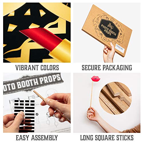 Photo Props by PartyGraphix Roaring 20's Themed DIY Photo Booth for Wedding, Birthday Party or Hollywood Party. Reusable. 25 Pieces - size: 25 Pieces