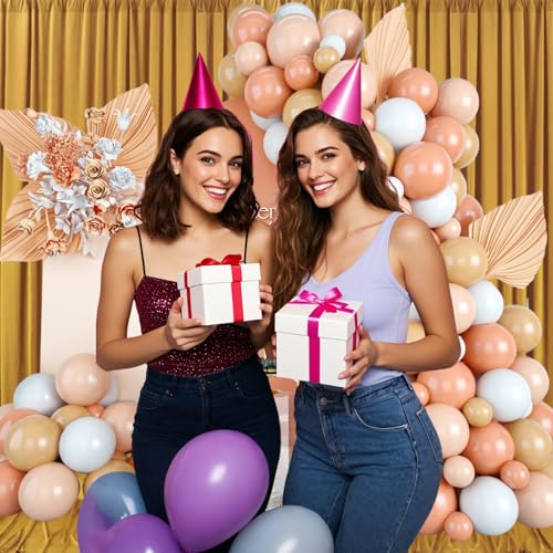10ft x 10ft Gold Backdrop Curtains for Parties, Fabric Satin Background Curtain with Rod Pockets for Weddings, Birthday, Baby Shower, Photography, Graduation Party Backdrop Drapes, 2 Panels - color: Gold