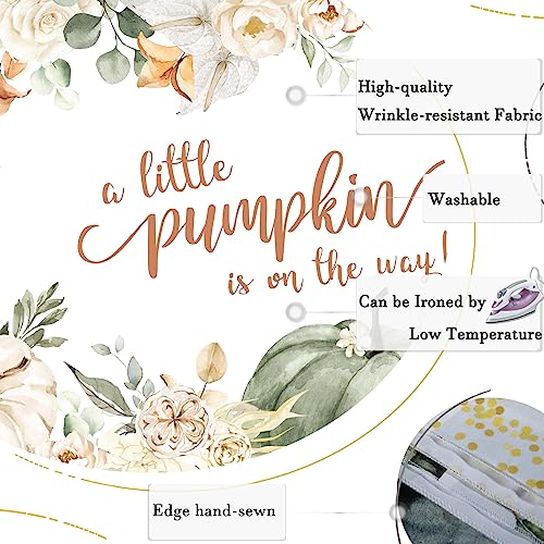 Little Pumpkin Baby Shower Backdrop Fall Autumn White Floral Leaves Photography Background Kids Girls Newborn Baby Shower Party Party Decorations Supplies Banner Photo Studio Booth Props 7x5ft