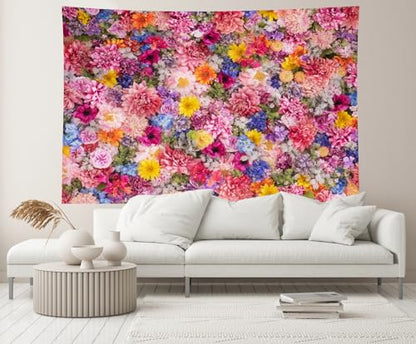 20x10ft Flowers Wall Backdrop Spring Colourful Blooming Flowers Mother Day Tea Party Background Girls Birthday Wedding Bridal Shower Valentine Day Party Decor Photo Props Wallpaper - size: 20x10FT