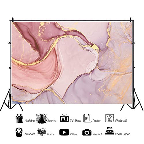 5x4ft Soft Pink Marble Backdrop Abstract Texture Art Gold Dust Vintage Wall Natural Textured Stone Photography Background Wedding Birthday Baby Shower Party Banner Decor Vinyl Studio Props - size: 5x4ft