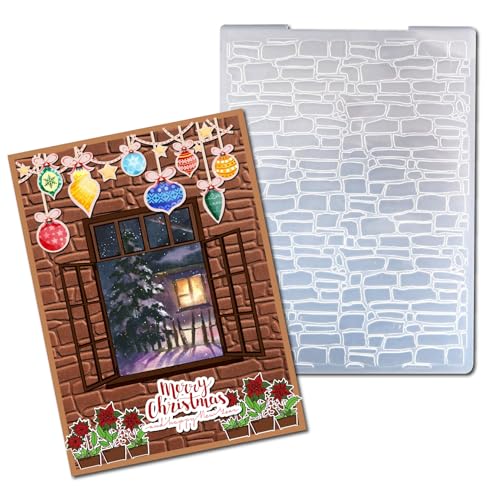 Arbuya Brick Wall Embossing Folders for Card Making Bricks Textured Embossing Folder for Scrapbooking Pages Paper Crafting Clay Decoration - color: bricks background