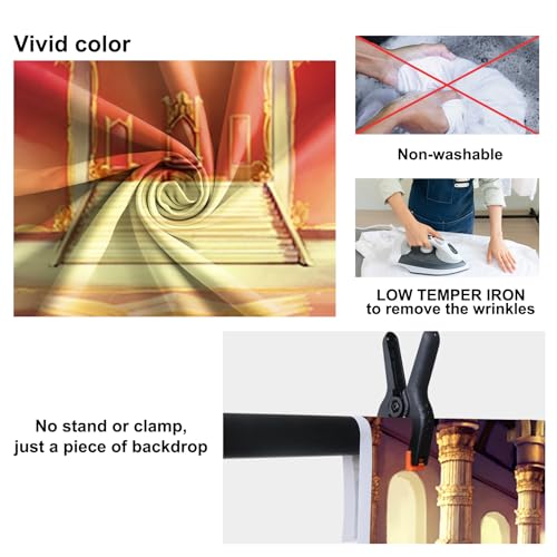 7x5ft Luxury Palaces Photo Backdrop Ancient Royal Throne Golden Hall Carpet Marble Pillar Photography Background Wedding Birthday Kids Costume Party Princess Prince King Queen Portrait - size: 7x5ft