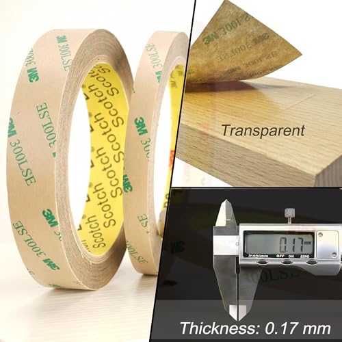 3M Double Sided Tape Heavy Duty Made of 300LSE 0.25"×36Ft Clear Mounting Tape Removable for Electronics Scrapbook LED Poster Art Craft - size: 0.25"×36Ft