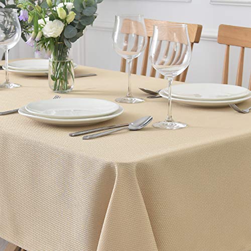 maxmill Jacquard Square Tablecloth Waterproof Spillproof Wrinkle Resistant Soft Textured Table Cloth for Dinner and Party Washable Polyester Fabric, Indoor and Outdoor Use, 60 x 60 Inch, Beige - color: Beige, size: 60" x 60" (Square)