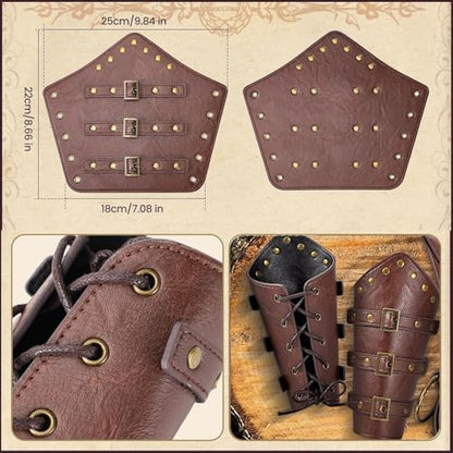 Medieval Back Sword Frog Holder Bracers Belt and Belt Pouch Viking Warrior Costume Renaissance Accessory Cosplay Props - color: Brown