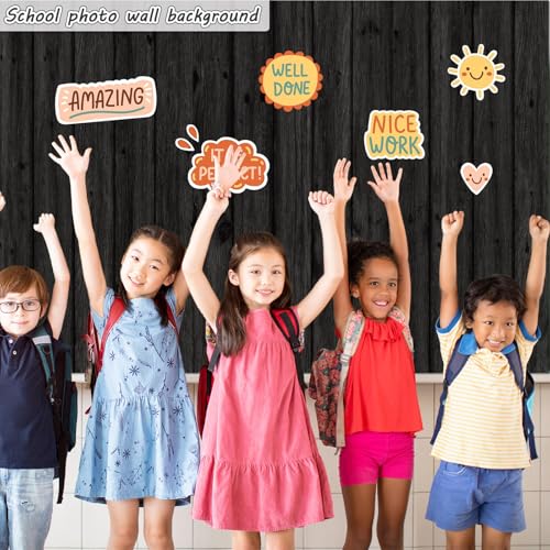 Classroom Fabric Bulletin Board 47x141inch Black Wood Texture Back to School Classroom Backdrop Decorations for Wall Door Background, DIY Craft, Bulletin Boards, Pillow, Curtain, Reusable, Easy to Cut - style: Black Wood Grain