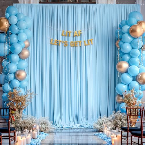 20x10ft Blue Backdrop Curtain Panels for Parties - Wrinkle Free Polyester Photo Curtain Backdrop Wedding Back Drop Fabric Drapes for Party Decorations Background for Photography - color: Blue, size: W5' x H10'(4 panels)