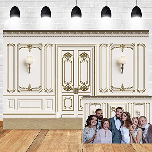 Leyiyi 10x6.5ft Vintage Room Inside Backdrop European Frame French Door Modern Castle House Cementery Wall Empty Building Photo Background Cowboy Kids Birthday Portrait Studio Prop Vinyl Wallpaper - color: White, size: 10x6.5ft