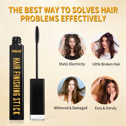 FUNAN Hair Finishing Stick, Flyaway Feel Stick Hair, Small Broken Hairs Finishing Cream, Non-Greasy and Non-Sticky Black（Pack of 4） - size: 0.5 Ounce (Pack of 4)