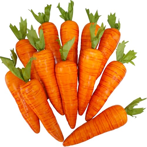 Winlyn 12 Pcs Artificial Carrots Easter Decorative Orange Foam Carrots Lifelike Simulation Artificial Vegetables 7.9" for Home Kitchen Decor Spring Easter Basket Bunny Wreath Photo Props DIY Crafts - size: Large