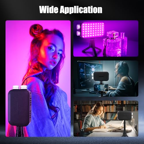 EMART RGB LED Camera Light, 2600mAh Portable Video Light 13 Lighting Effects 360° Full Color, Rechargeable Small Light Panel, 2500K-7000K for Selfie, Content Creator, Photography