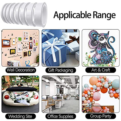 Thin Double Sided Tape for Craft,Card Making,Gift,Scrapbooking and Office School Stationery Supplies,Tear-by-Hand, Paper Backing (4Rolls,1 Inch x 32 Yards Per Roll) - size: 1 inch