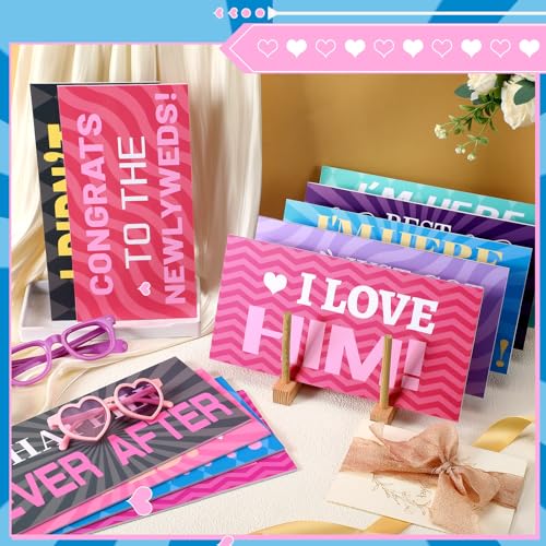 Beeveer 24 Designs Photo Booth Props Double Sided 11x5.5 Inch Photo Booth Props Parties Decorations Set DIY Water Proof Selfie Signs PVC Printing for Party Supplies(Colorful, Wedding) - color: Colorful, style: Wedding