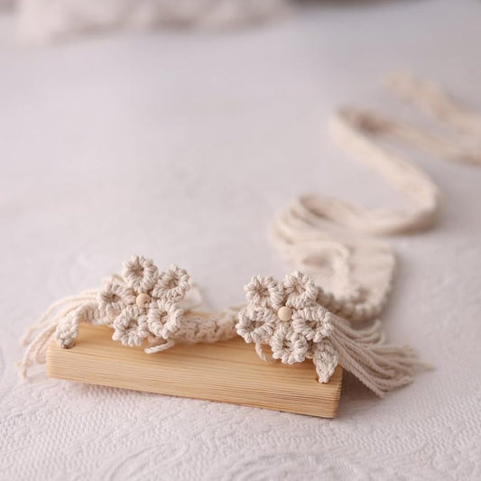 DICHA Newborn Photography Props Swing Photo Props-Wooden Macrame Seat for Baby Photo Shoots-Handmade Photo Prop with Clips for Studio Posing-NOT Toy-Natural Wood 0-1 M - color: Nature wood, size: 0–1M