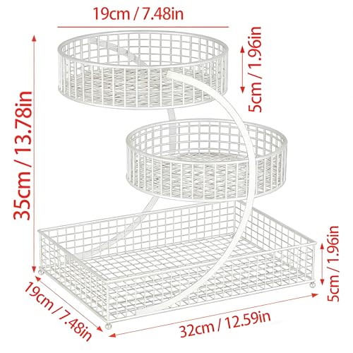 BCWW 3 Tiers Makeup Organizer Countertop Multi Bathroom Counter Organizer Metal Fruit Basket Perfume Skincare Organizers Holder for Vanities, Cabinet, Cosmetic, Dresser Organizer (White) - color: White