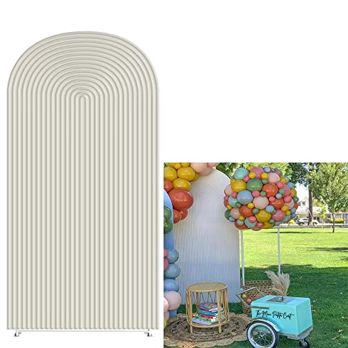 HUAYI Beige Ripples Pattern Arch Backdrop Cover for Birthday Party Wedding Baby Shower Decorations Chiara Backdrops Arched Wall Frame Stands Covers Props GP-455 3ft * 5ft - color: GP-455-Arch Cover, size: W3ft by H5ft (90cm by 150cm)