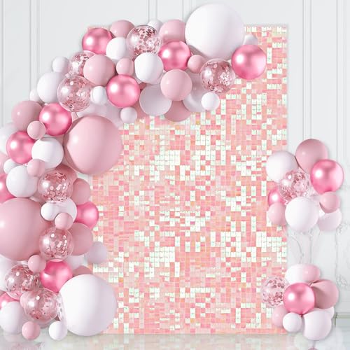Pink Iridescent Sequins Backdrop Shimmer Wall Backdrop 3ftx4ft Photo Backdrops for Birthday Anniversary Wedding Engagement Decorations - color: Pink Iridescent, size: 3ftx4ft
