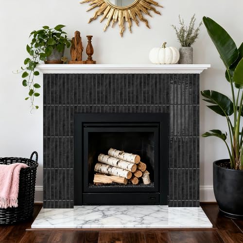 VICCI 20-Sheet Peel and Stick Backsplash, Elegant Black 3D Textured Subway Tile Stickers 4.72x9.68 Inch, Premium No-Grout - color: Elegant Black