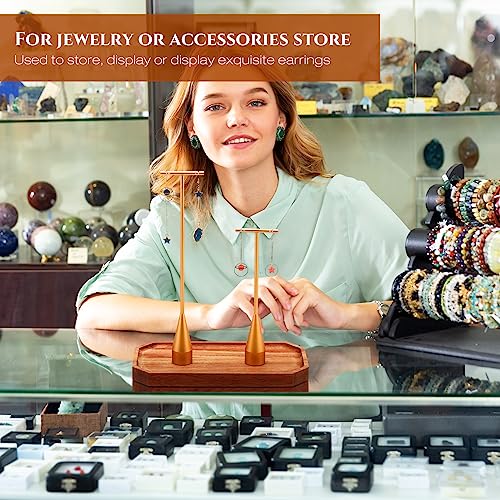 Wesiti 6 Pack Metal Earring T Bar Stand Retail Display Holder T Earring Display Holder Jewelry Stand with Metal Base for Show Jewelry Online Stores Photography (Gold) - color: Gold
