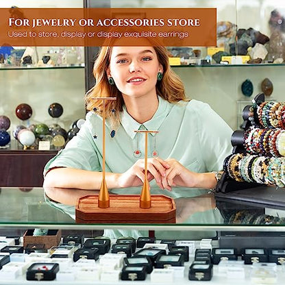 Wesiti 6 Pack Metal Earring T Bar Stand Retail Display Holder T Earring Display Holder Jewelry Stand with Metal Base for Show Jewelry Online Stores Photography (Gold) - color: Gold