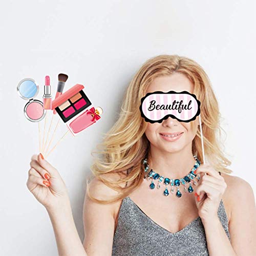 Spa Party Photo Booth Props(25CT),Spa Day Photo Booth Props with Stick for Make Up Decorations,Party
