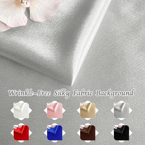 RUDONG M Satin Photography Backdrop 3.3x2.5ft - Wrinkle-Free Silky Fabric Background for Jewelry/Cosmetics/Flat Lay/Studio, Grey Backdrop Cloth (100x75cm) - color: Grey