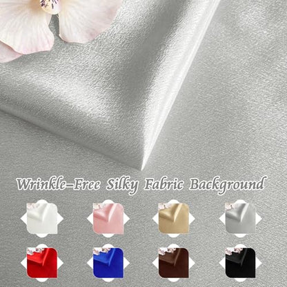 RUDONG M Satin Photography Backdrop 3.3x2.5ft - Wrinkle-Free Silky Fabric Background for Jewelry/Cosmetics/Flat Lay/Studio, Grey Backdrop Cloth (100x75cm) - color: Grey
