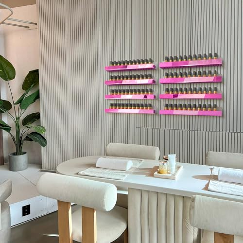4 Pack 15 Inch Pink Reflective Acrylic Shelves, Pink Floating Shelves, Modern Sunglasses Essential Oil Picture Ledge Display Toy Storage Shelf - color: 15in-pink Mirror