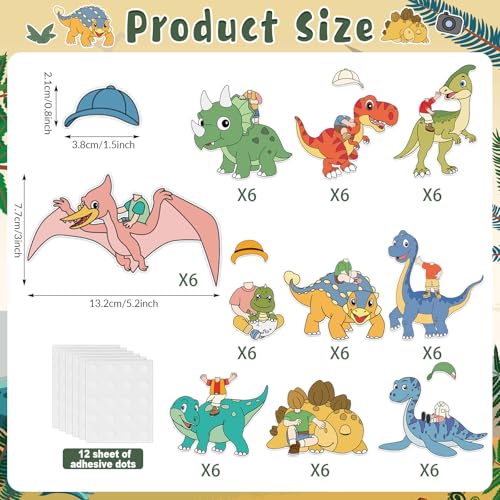 60pcs Dinosaur Theme DIY Cutouts Dinosaur Bulletin Board Decoration Set Cute Dino Jungle Paper Cut-Outs Classroom Decor for Boy Girl Classroom DIY Photo Craft Kindergarten School Wall Door Supplies - style: Dinosaur