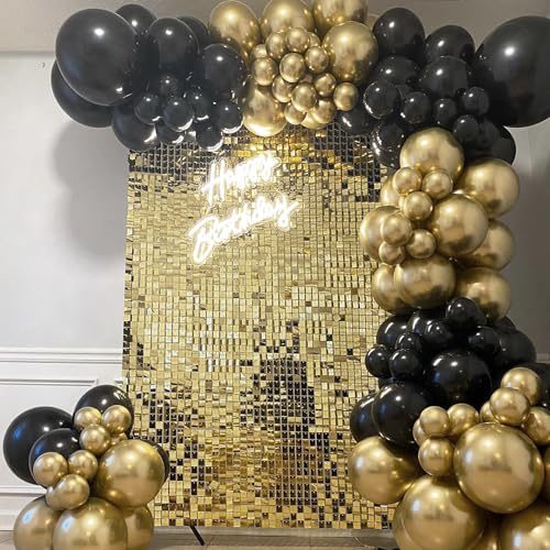 Light Gold Shimmer Wall Backdrop,Shiny Sequins,36Pcs Sequins Backdrop Panels,Glitter Bling Photo Background for Birthday Party Wedding Engagement Anniversary Graduation (Each 1FT², Total 36FT²) - color: Light Gold, size: 6 FT x 6 FT