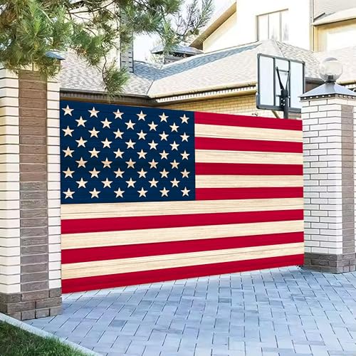 American Flag Backdrop 10x6 FT 4Th of July Independence Day Patriotic Photo Backdrops Rustic Brown Wooden Board Background Large Floor Wall Photo Booth Party Banner Anniversary Supplies - color: Red 2, size: 10x6 FT